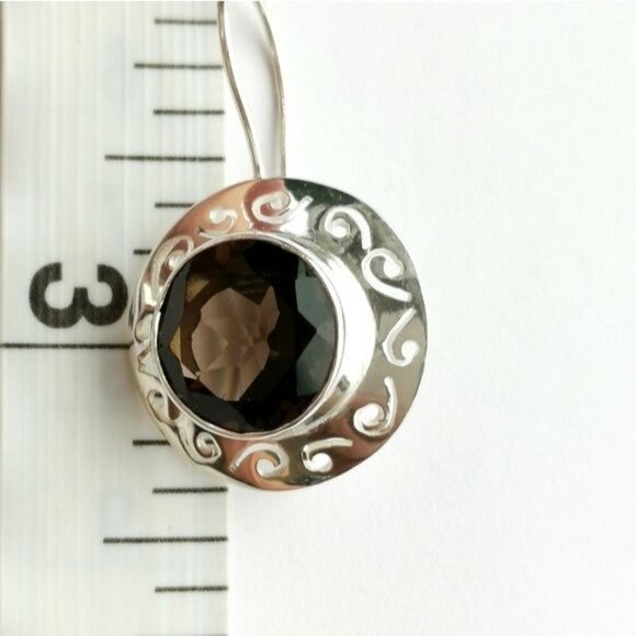 Smokey Topaz Smoky Quartz drop earrings in Sterling Silver 🆕 - Picture 5 of 8